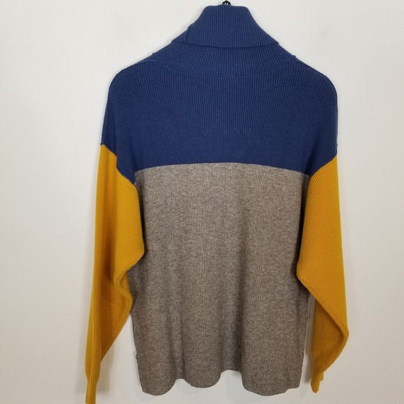 Free People Women Softly‎ Structured Color Block Sweater Sz S Blue Gray Yellow - Picture 5 of 9